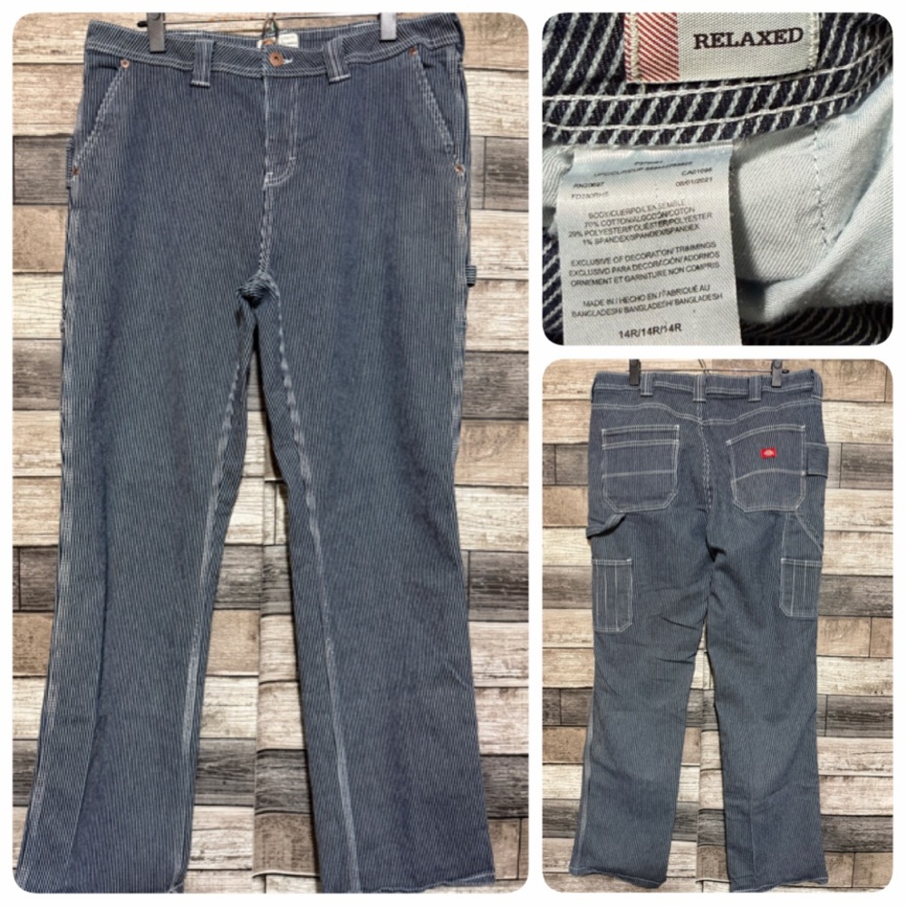Dickies Men's Relaxed Straight Leg Pinstripe Work Jeans - Blue